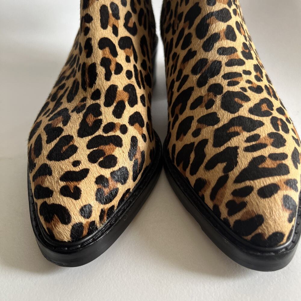 COACH Boots Sz 9 Women's Animal Print Bowery Heel Bootie Calf Fur Charm Cheetah - Picture 13 of 16